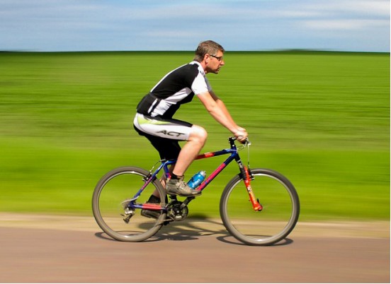 A man biking