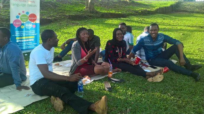 Nigerian students learning German at an Academy event