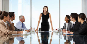 Woman leading a meeting.