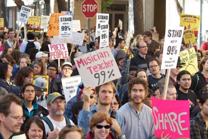 People with signs at strike