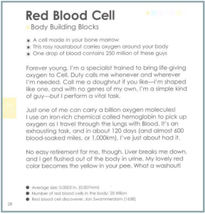 An excerpt from Human Body: a Book with Guts discussing the red blood cell