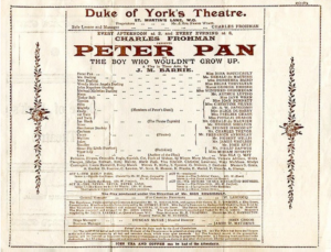 Playbill of Peter Pan: The Boy Who Wouldn’t Grow Up