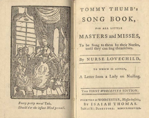 Image of the inside of Tommy Thumb’s Pretty Song Book 