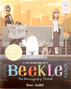 The book cover for The Adventures of Beekle: The Imaginary Friend