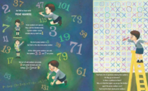 Page of The Boy Who Loved Math. The main character writes numbers along the page.