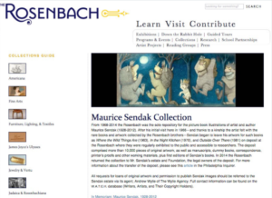 Screenshot of the Rosenbach Maurice Sendak Collection